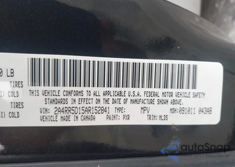 2010 Chrysler Town & Country Touring из США, поврежденный, VIN 2A4RR5D15AR152841